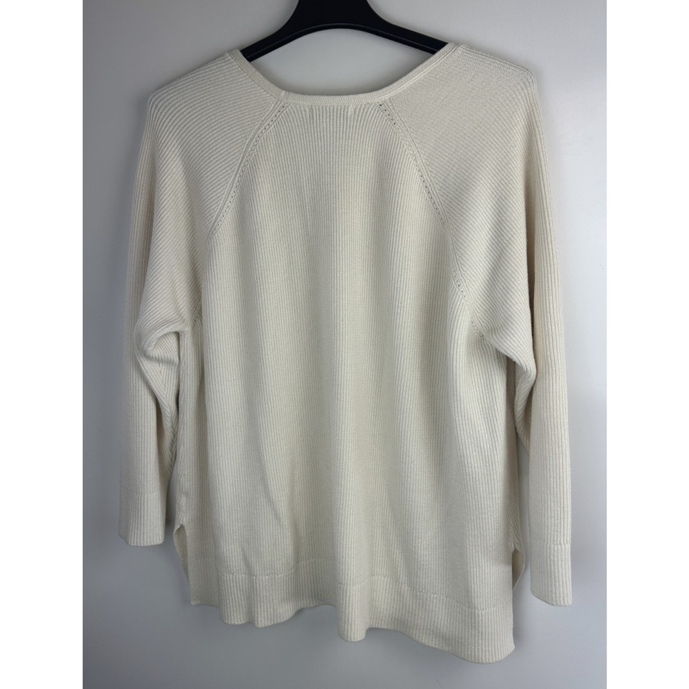 Athleta Hanover V-Neck Sweater Magnolia White Chunky Thick Knit Plus Size 2X - Picture 10 of 13